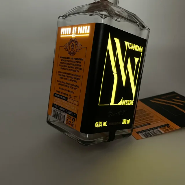 Light up Vodka bottle label